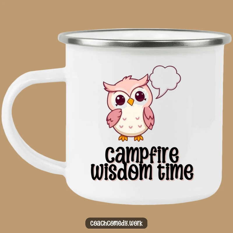 Funny Kawaii Owl Camp Mug - Thoughtful Explorer, Witty Gift for Contemplatives