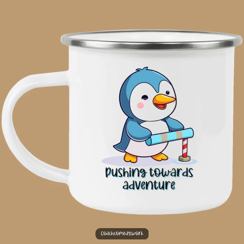 Adventure-Ready Funny Kawaii Penguin Camping Mug: Enjoy Goal-Oriented Sips