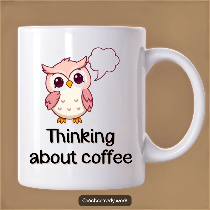 Funny Kawaii Owl Thinker Mug - Deep Thoughts, Perfect Humorous Gift for Philosophers