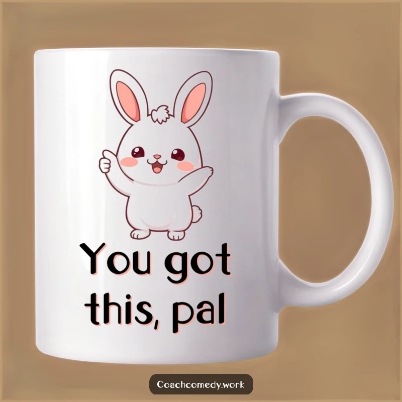 Funny Kawaii Rabbit Mug: Cheerful Encouragement Gift, Perfect For a Boost!