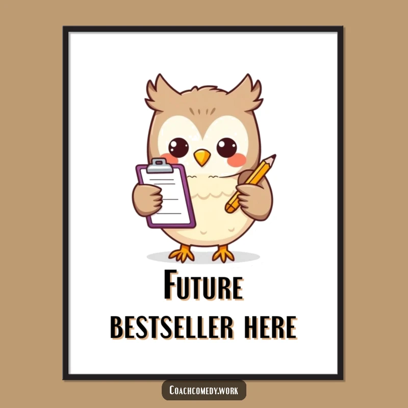 Funny Kawaii Owl Poster: Wise Words Art, A Delightful Funny Gift for Room Decor!