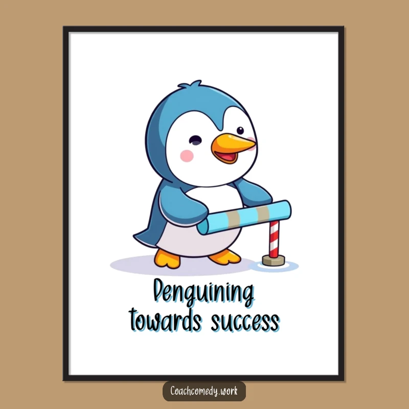 Free Printable Kawaii Penguin Art: Goal Pushing DIY Downloadable Decor