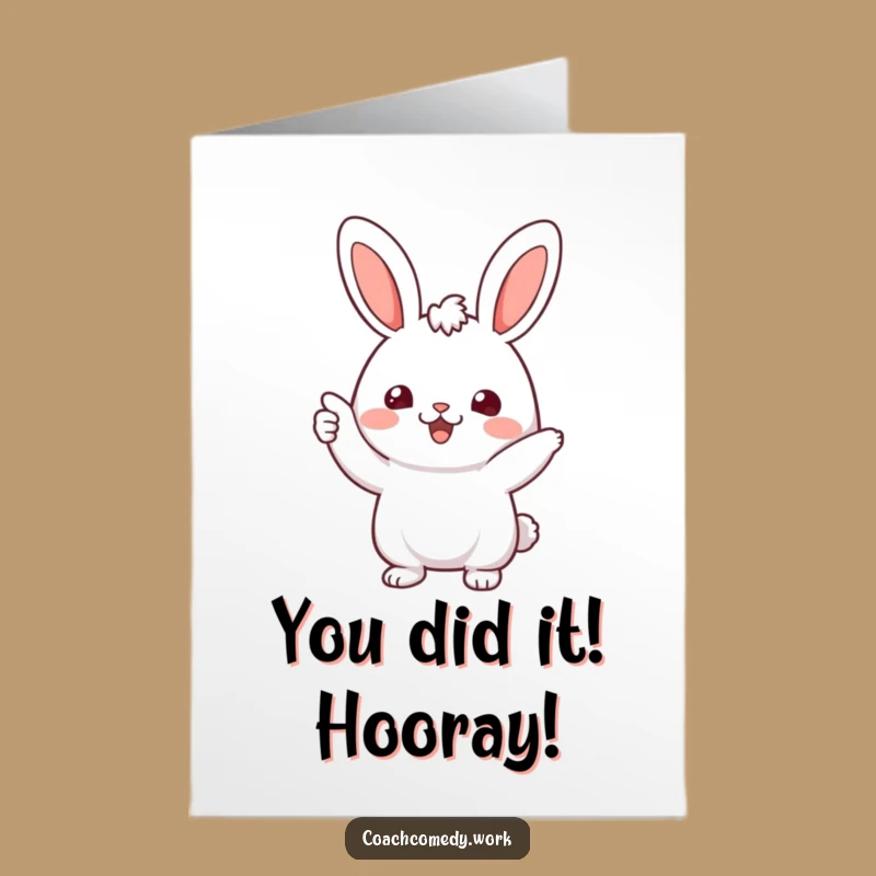 Free Printable Kawaii Rabbit Congrats Card: A Humorous Downloadable for Big Wins