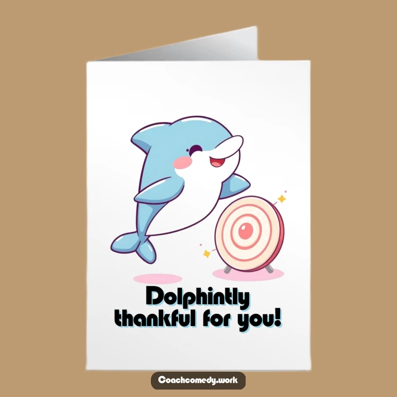 Free Printable Kawaii Dolphin Thank You Card - Splashy Funny Downloadable Gift