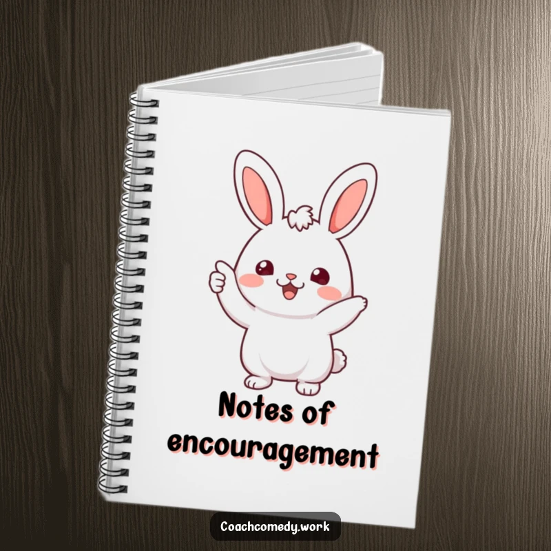 Funny Kawaii Rabbit Notebook: A cheerful character giving an encouraging nod, perfect for writing notes and journaling ideas.