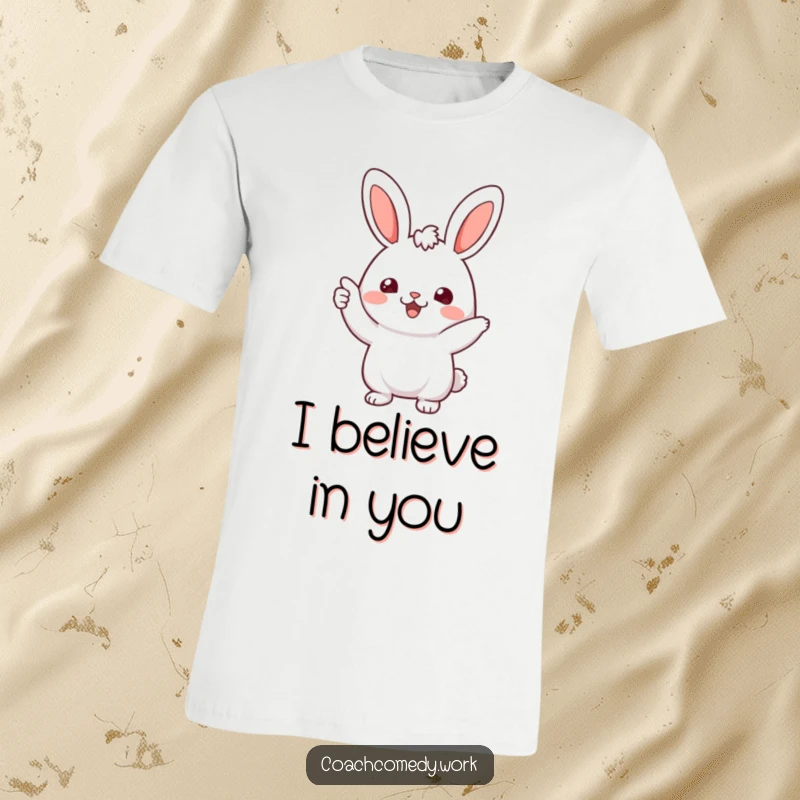 Funny Kawaii Rabbit T-Shirt: A cute character offering a positive, encouraging nod, perfect for spreading smiles and good humor.