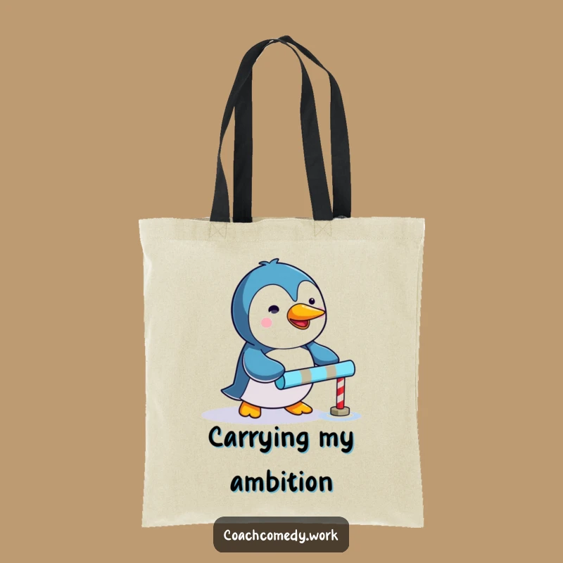 Funny Kawaii Penguin Tote Bag: Carry Your Goals with Determined Style