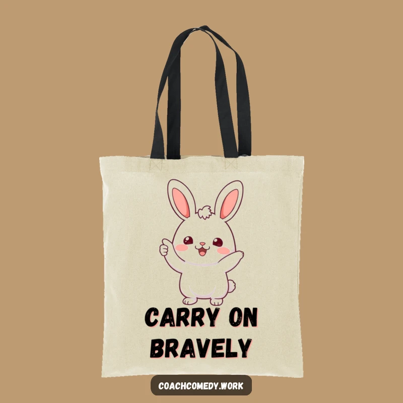 Funny Kawaii Rabbit Tote Bag: Cheerful Style, Perfect Encouragement Shopping Gift!